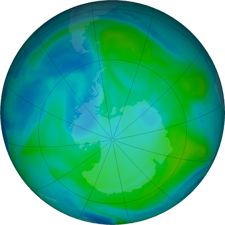 Antarctic ozone map for 12 February 2025